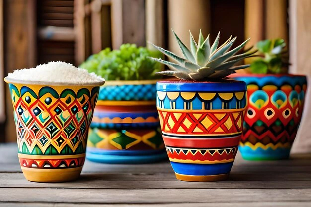 colorful planting pots