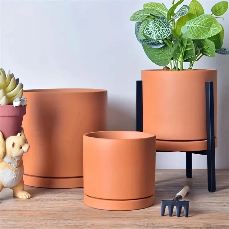 Large Round Terra Cotta Tamboril Clay Planter Pots